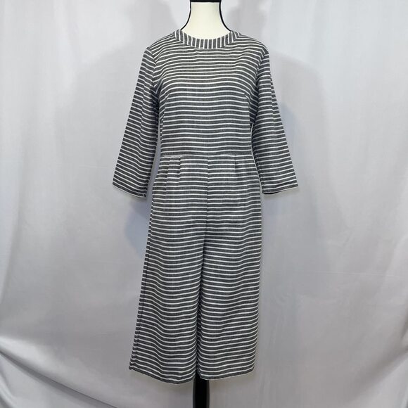 Mokingtop Pants - Mokingtop crop jumpsuit lightweight cotton black white stripes womens sz M